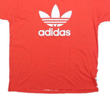 ADIDAS Womens Red Crew Neck Graphic T-Shirt UK 14 Short Sleeve Originals Logo