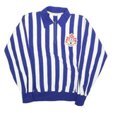 CROSSBAR Mens Blue & White Patterned Jumper Polo Collar 1/4 Zip L Acrylic Knit
