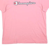 CHAMPION Girls Pink Graphic T-Shirt L Short Sleeve Crew Neck Cotton Blend