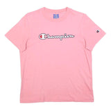CHAMPION Girls Pink Graphic T-Shirt L Short Sleeve Crew Neck Cotton Blend