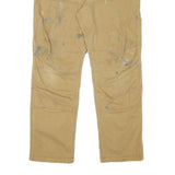 CARHARTT Mens Relaxed Beige Cotton Blend Zip Trousers W32 L28 Workwear Durable