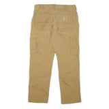 CARHARTT Mens Relaxed Beige Cotton Blend Zip Trousers W32 L28 Workwear Durable