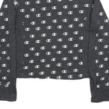 CHAMPION Womens Grey All Over Logo Crew Neck M Sweatshirt Cotton Blend Pullover