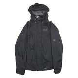 JACK WOLFSKIN Womens Black Outdoor Jacket M Nylon Plain Hooded Zip Weatherproof