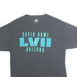 STARTER Mens Grey Super Bowl LXVII Arizona T-Shirt L Short Sleeve Crew Neck