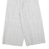 Womens Grey Check Relaxed Wide-Leg Trousers W24 L23 Belted Zip Closure Casual