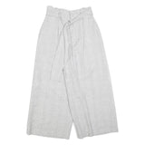Womens Grey Check Relaxed Wide-Leg Trousers W24 L23 Belted Zip Closure Casual