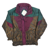 KARIZMA Womens Green & Burgundy Colourblock Zip Jacket M Polyester Blend Vintage