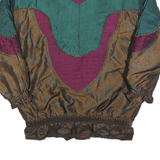 KARIZMA Womens Green & Burgundy Colourblock Zip Jacket M Polyester Blend Vintage
