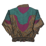 KARIZMA Womens Green & Burgundy Colourblock Zip Jacket M Polyester Blend Vintage