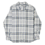 FALLS CREEK Mens Blue & Beige Checked Shirt L Cotton Blend Long Sleeve Casual