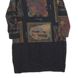 JUST IN THYME Womens Black Abstract Print Midi Dress Polyester Long Sleeve L