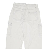 Womens White Regular Fit Cargo Cotton Jeans W29 L26 Practical Pockets Zip