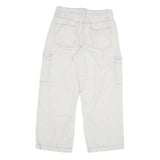 Womens White Regular Fit Cargo Cotton Jeans W29 L26 Practical Pockets Zip