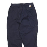 CARHARTT Mens Cotton Blend Navy Relaxed Straight Trousers W32 L32 Workwear Pants