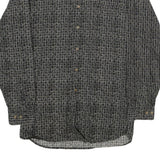 BACHRACH Mens Black Patterned Cotton Blend Shirt L Button Collar Long Sleeve