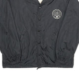 TRI-MARK Mens Black Nylon Button Jacket L Plain Hagakure Jiu Jitsu Embroidered