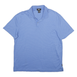 CALVIN KLEIN Mens Blue Short Sleeve Striped Polo Shirt L Cotton Casual Summer