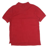 CHAPS Mens Red Short Sleeve Plain S Polo Shirt Classic Fit Embroidered Logo
