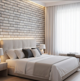 Anyhouz 10pcs Vinyl Wall Tiles – Stone Layered Brick Pattern Design, Waterproof