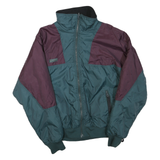 COLUMBIA Mens Green & Burgundy Button Jacket M Polyester Blend Colourblock