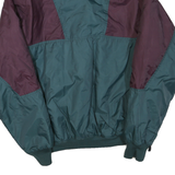 COLUMBIA Mens Green & Burgundy Button Jacket M Polyester Blend Colourblock