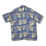 UNTIED Mens Blue Floral Pattern Short Sleeve Shirt L Casual Vacation Summer