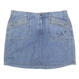 FADED GLORY Womens Blue Denim Mini Cotton Blend Plain Skirt M Casual Streetwear