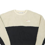 FILA Womens Cream & Black Crew Neck M Polyester Blend Cropped Sweatshirt
