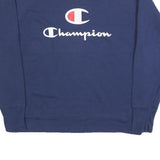 CHAMPION Womens Blue Cotton Blend Crew Neck L Sweatshirt Logo Print