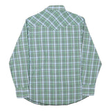 WRANGLER Mens Green & Blue Check Western Shirt M Button Pocket Casual
