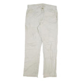 CARHARTT Mens Cotton Blend Beige Regular Straight Trousers W36 L34 Workwear Zip