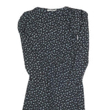 CHARLEE ALISON Womens Black Floral Day Dress Polyester Blend Long Sleeve Short S