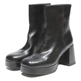 CHARLES & KEITH Womens Black Leather Ankle Boots UK 3 Platform Heel Stylish