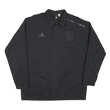 ADIDAS Mens Black Cotton Blend Jacket L Plain Zip Casual Sportswear
