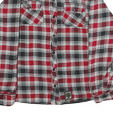 SECTOR 9 Mens Red & Grey Check Cotton Blend Button Jacket L Flannel Lightweight
