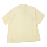 ENDURO Mens Cream Check Shirt L Cotton Blend Casual Short Sleeve Relaxed Fit