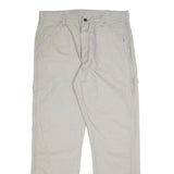 RUSTLER Mens Regular Fit Beige Cotton Blend Trousers W34 L32 Cargo Zip Pocket