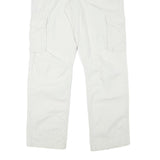 CHARLES VOGELE Mens Cotton Blend White Cargo Regular Fit Trousers W36 L31 Zip