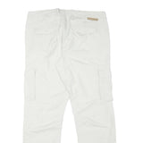 CHARLES VOGELE Mens Cotton Blend White Cargo Regular Fit Trousers W36 L31 Zip