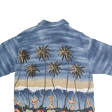 CONSENSUS SPORTSWEAR Mens Blue Rayon Hawaiian Shirt L Tropical Palm Print