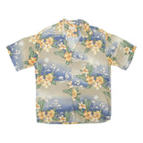 PIERRE CARDIN Mens Beige & Blue Floral Rayon Short Sleeve Shirt L Relaxed Fit