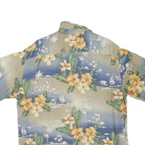PIERRE CARDIN Mens Beige & Blue Floral Rayon Short Sleeve Shirt L Relaxed Fit