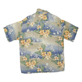 PIERRE CARDIN Mens Beige & Blue Floral Rayon Short Sleeve Shirt L Relaxed Fit
