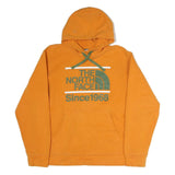 THE NORTH FACE Mens Orange Cotton Blend Pullover Hoodie L Printed Logo