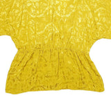 MONSOON Womens Yellow Printed Blouse Short Sleeve V-Neck XL Elegant Viscose