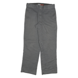 DICKIES Mens Cotton Blend Grey Regular Straight Trousers W33 L30 Workwear Zip