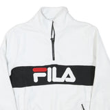 FILA Womens White & Black Logo Patterned Plain Half Zip Jumper XS Sportswear