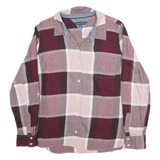 TOMMY HILFIGER Womens Maroon & Pink Check Shirt L Cotton Blend Casual Long