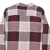 TOMMY HILFIGER Womens Maroon & Pink Check Shirt L Cotton Blend Casual Long